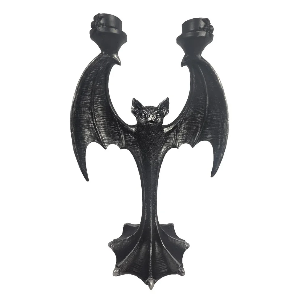 HallowHome Bat Candelabra Home Decor OS Black New Gothic Halloween Candle Holder